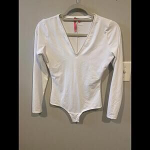 NWOT SPANX Long Sleeve White Bodysuit- size small